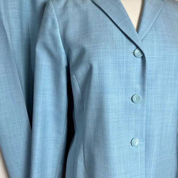 Pendleton Women's Pant Suit Virgin Wool 2 Piece Jacket Blazer Turquoise Blue VTG - Picture 4 of 9